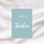Klassische Hochzeit mit dusty blauen Schriften Tischnummer<br><div class="desc">Ein staubblauer Hintergrund,  weißer Text. Personalisieren Sie Ihre Tischnummern und fügen Sie sie hinzu. Fügen Sie Ihre Nummern eins nach dem anderen hinzu.</div>