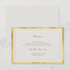Klassische Hochzeit mit erhöhter Gold-Ecru-Rahmen- Begleitkarte