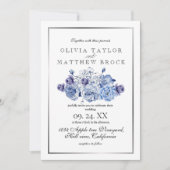 Klassische Hochzeit mit Flora Einladung (Vorderseite)