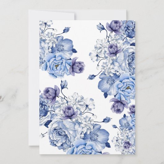 Klassische Hochzeit mit Flora Einladung (Rückseite)