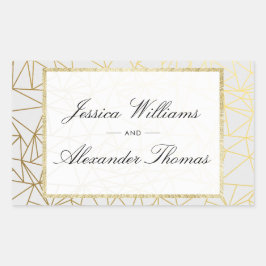 Klassische Hochzeit mit Gold und Weiß Rechteckiger Aufkleber