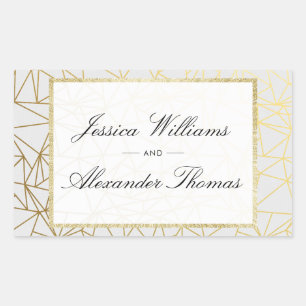Klassische Hochzeit mit Gold und Weiß Rechteckiger Aufkleber