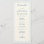 Klassische Hochzeit mit hellblauen Streifen Programm (Rückseite)