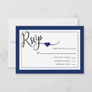 Klassische Hochzeit mit modernem Navy Blue & White RSVP Karte