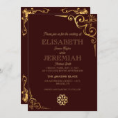 Klassische Hochzeit mit rotem Foto Einladung (Vorne/Hinten)