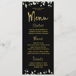 Klassische Hochzeit mit Schwarz-Gold-Script Menükarte