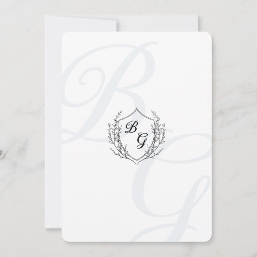 Klassische Hochzeit mit Vintagem Wappen Einladung (Rückseite)