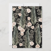 Klassische Hochzeit, rosa Rosen, Beige, grünes Bla Einladung (Rückseite)