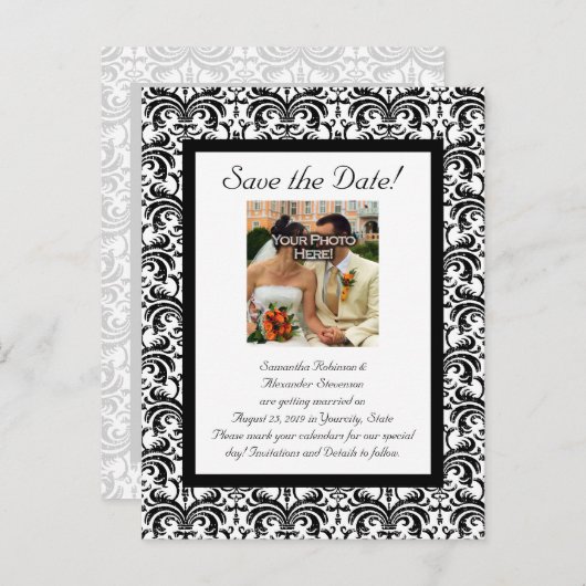 Klassische Hochzeit speichern das Datum Ankündigungspostkarte (Vorne/Hinten)