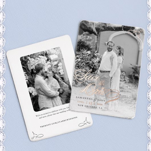 Klassische Hochzeit speichern das Datum Folieneinladung