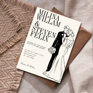 Klassische Hochzeit von Braut und Bräutigam Einladung