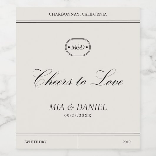 Klassische Hochzeit Weinetikett (Einzelnes Label)