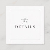 Klassische Hochzeitdetails - Scan QR-Code-Karte Quadratische Visitenkarte (Vorderseite)