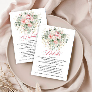 Klassische Hochzeits-Detailkarte mit rosafarbenen  Begleitkarte