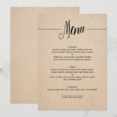 KLASSISCHE HOCHZEITS-MENÜ-KARTE MENÜKARTE (Vorne/Hinten)