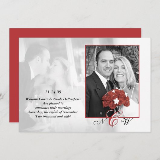 Klassische Hochzeitsankündigung Einladung (Vorne/Hinten)