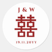 Klassische Hochzeitsaufkleber für Chinesisch Runder Aufkleber (Vorderseite)