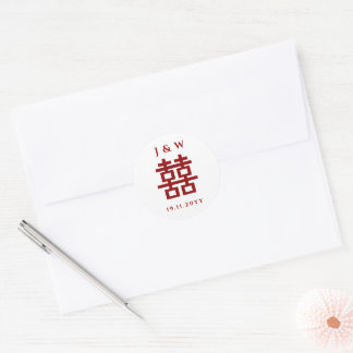 Klassische Hochzeitsaufkleber für Chinesisch Runder Aufkleber