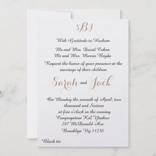 klassische Hochzeitseinladung Einladung (Vorderseite)