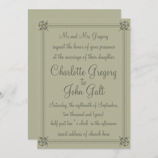 Klassische Hochzeitseinladung Einladung (Vorne/Hinten)