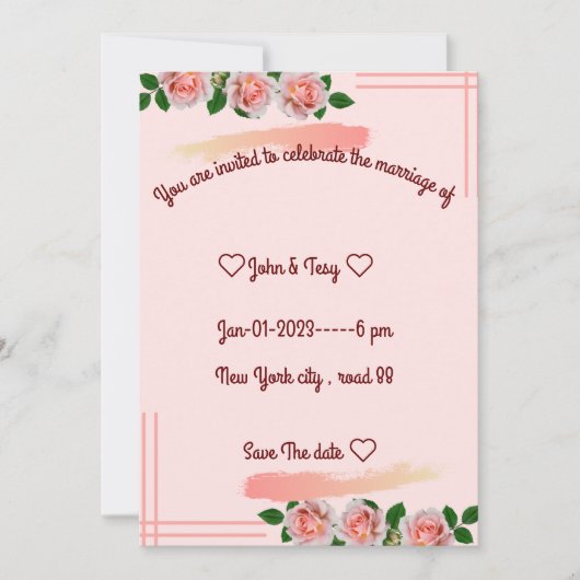 klassische Hochzeitseinladung Einladung (Vorderseite)