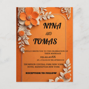 KLASSISCHE HOCHZEITSEINLADUNG EINLADUNGSPOSTKARTE