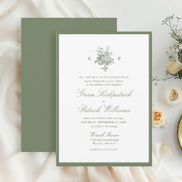 Klassische Hochzeitseinladung im Monogramm-Stil in Einladung