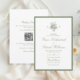 Klassische Hochzeitseinladung im Monogramm-Stil in Einladung