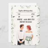 Klassische Hochzeitseinladung mit schöner Blume Einladung (Vorne/Hinten)