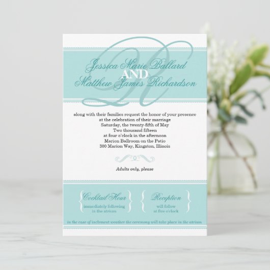 Klassische Hochzeitsfeier Einladung (Stehend Vorderseite)