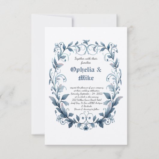 Klassische Hochzeitsfeier mit Blumenbeeren Einladu Einladung (Vorderseite)