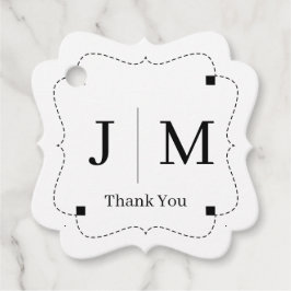 Klassische Hochzeitsgrenze mit Monogramm Linie Geschenkanhänger