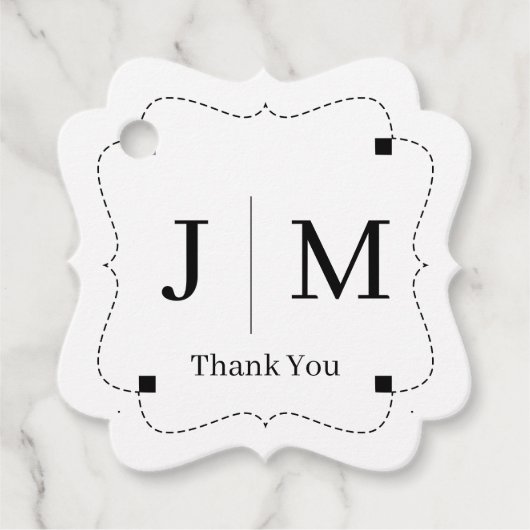 Klassische Hochzeitsgrenze mit Monogramm Linie Geschenkanhänger (Vorderseite)