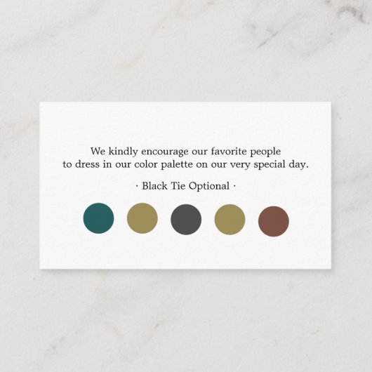 Klassische Hochzeitskleidung Begleitkarte (Rückseite)