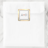 Klassische Hochzeitsmonogramm der Liebe Quadratischer Aufkleber (Tasche)
