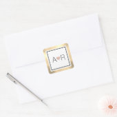 Klassische Hochzeitsmonogramm der Liebe Quadratischer Aufkleber (Umschlag)