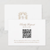 Klassische Hochzeitsmonogramm-Wappenkode QR-Code-R RSVP Karte (Vorne/Hinten)