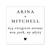 Klassische Hochzeitsnamen & Chic Heart Rücksendead Permastempel (Design)