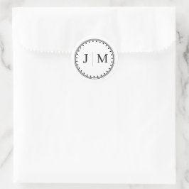 Klassische Hochzeitsrandlinie mit Monogramm Runder Aufkleber