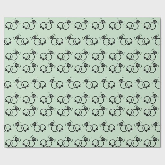 Klassische Hochzeitsringe Design leicht grün Nahtl Geschenkpapier (Flach)