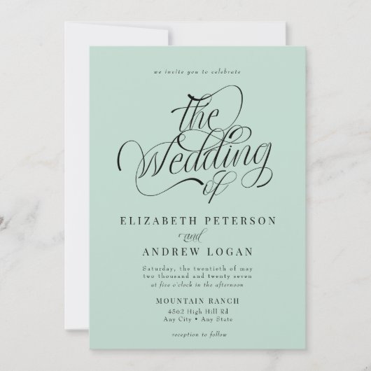Klassische Hochzeitsschrift Einladung (Vorderseite)