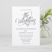 Klassische Hochzeitsschrift Einladung (Stehend Vorderseite)