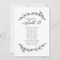 Klassische Hochzeitssitzkarte. Tabelle Plan 18