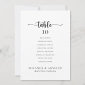 Klassische Hochzeitstabelle 6 Sitzkarten Einladung (Rückseite)