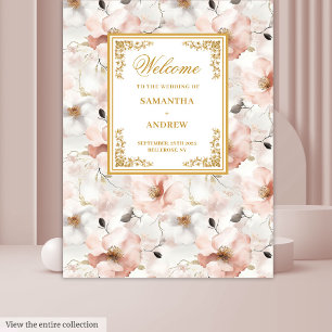Klassische Hochzeitstapete in rosa Gold Wandteppich