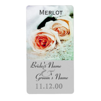 Klassische Hochzeitsweinflasche für zwei Rose