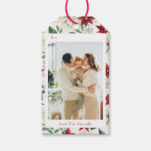 Klassische Holiday Poinsettia Foto Geschenkmarke Geschenkanhänger (Vorderseite)