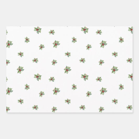 Klassische Holly Weihnachtsgärtnerei mit Beeren Geschenkpapier Set (Vorderseite)