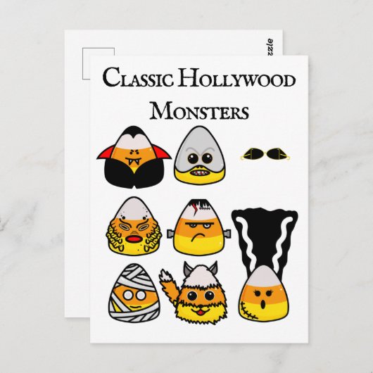 Klassische Hollywood Monsters Candy Corn Postcard Postkarte (Vorne/Hinten)