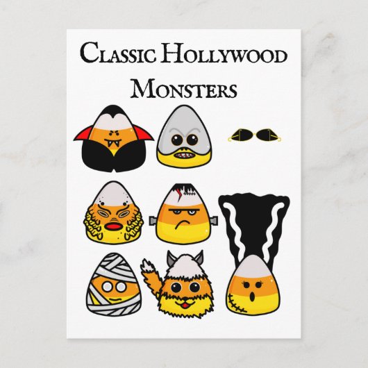 Klassische Hollywood Monsters Candy Corn Postcard Postkarte (Vorderseite)